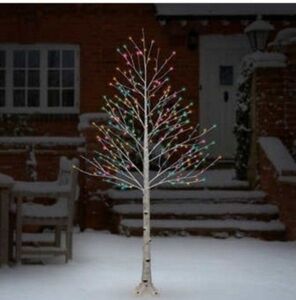 7' Multicolor LED Birch Tree new in box holiday Christmas
